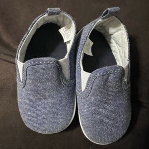Infant blue cloth Slip-On Shoes with elastic. Size 2